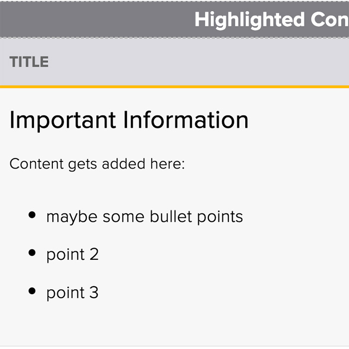 Screenshot of the highlight content callout 